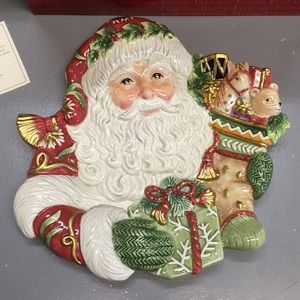 Fitz and Floyd Winter Holiday Santa Canape Plate